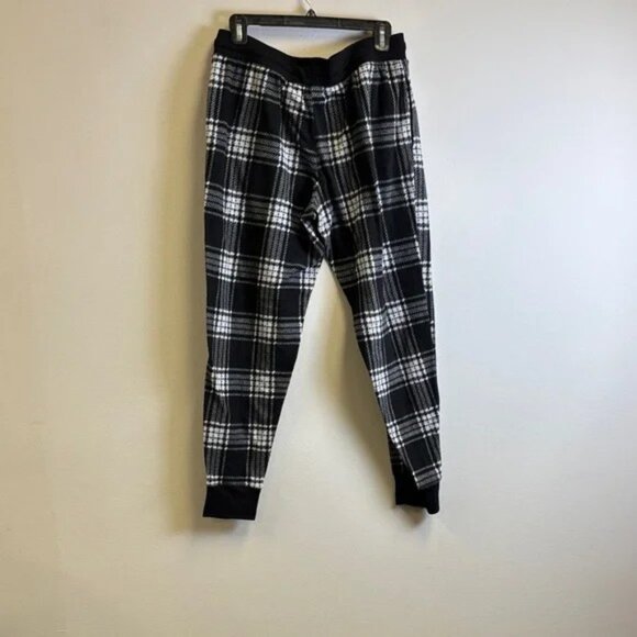 Plaid Men's Joggers in Black and White - Picture 2 of 2